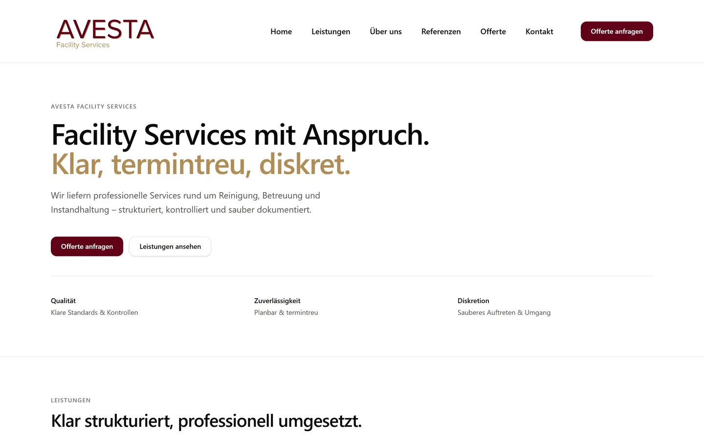 Startseite von avesta-facility.ch