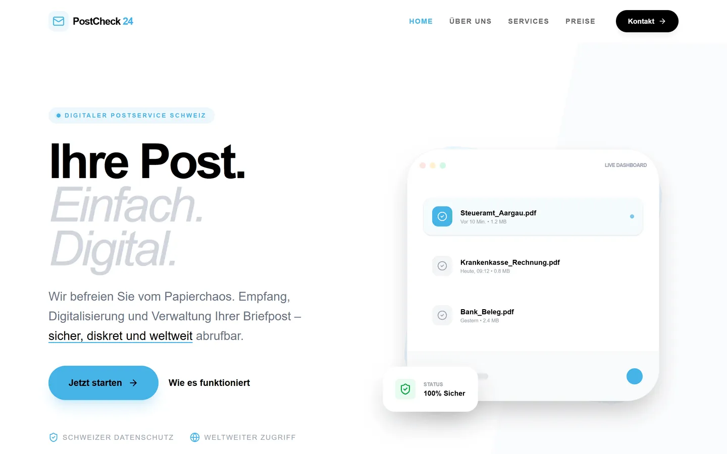 Startseite von pcheck24.ch