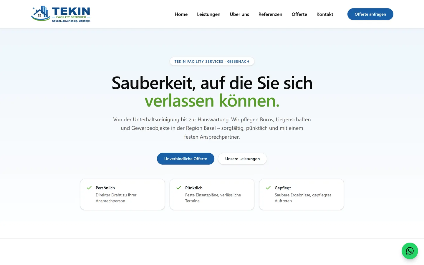 Startseite von tekin-facility.ch