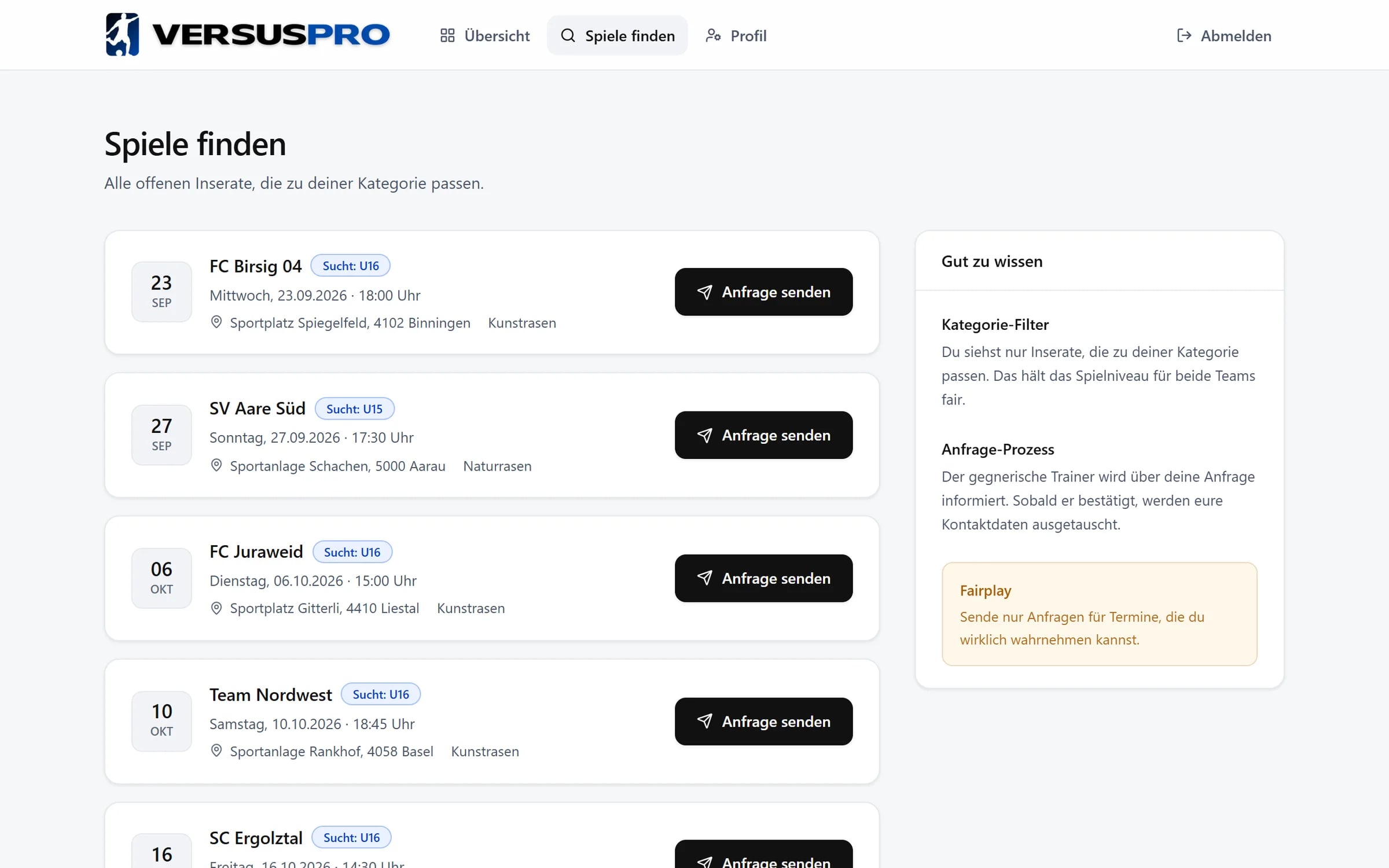 VersusPRO: Gegner finden