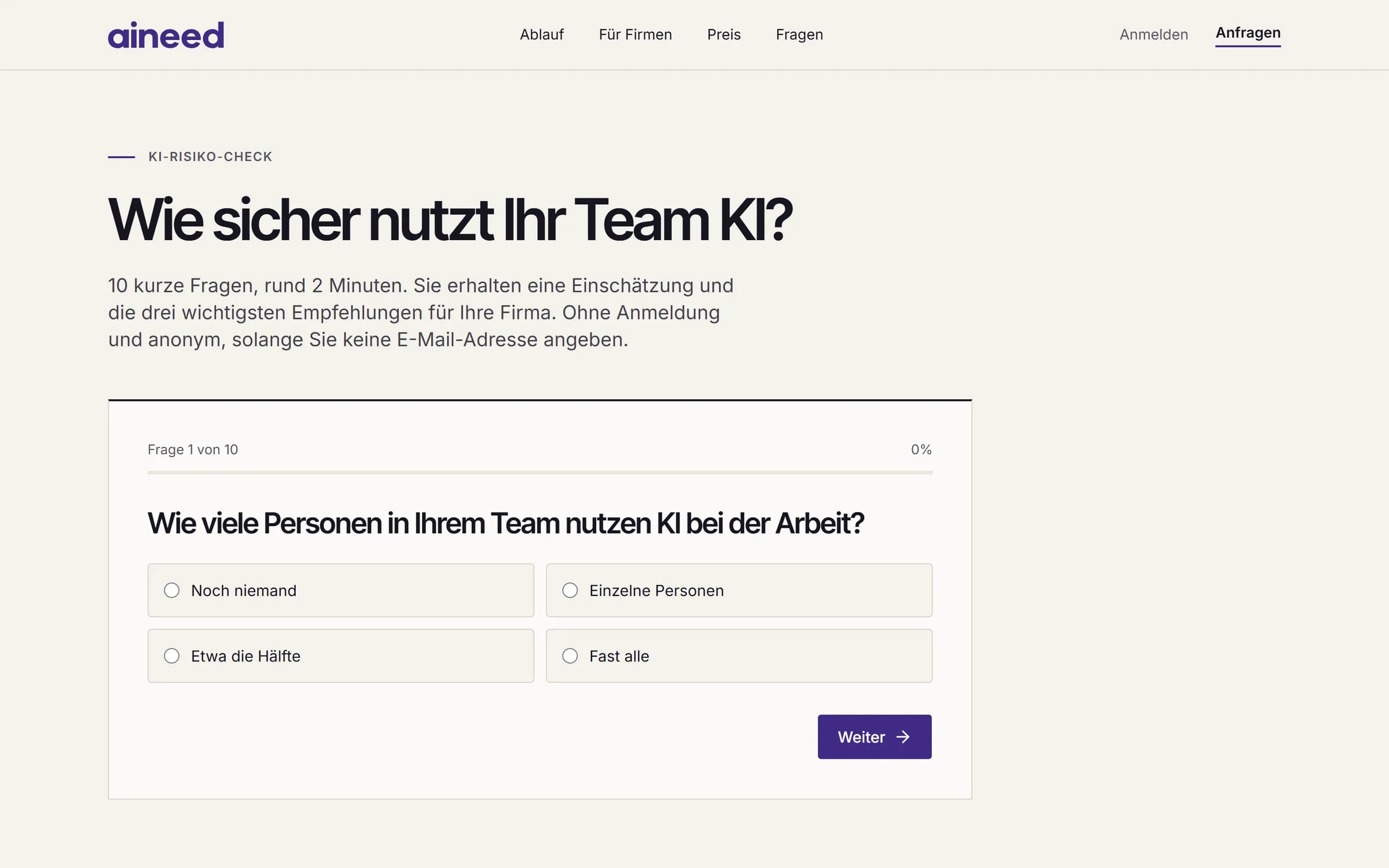 aineed.ch: KI-Risiko-Check
