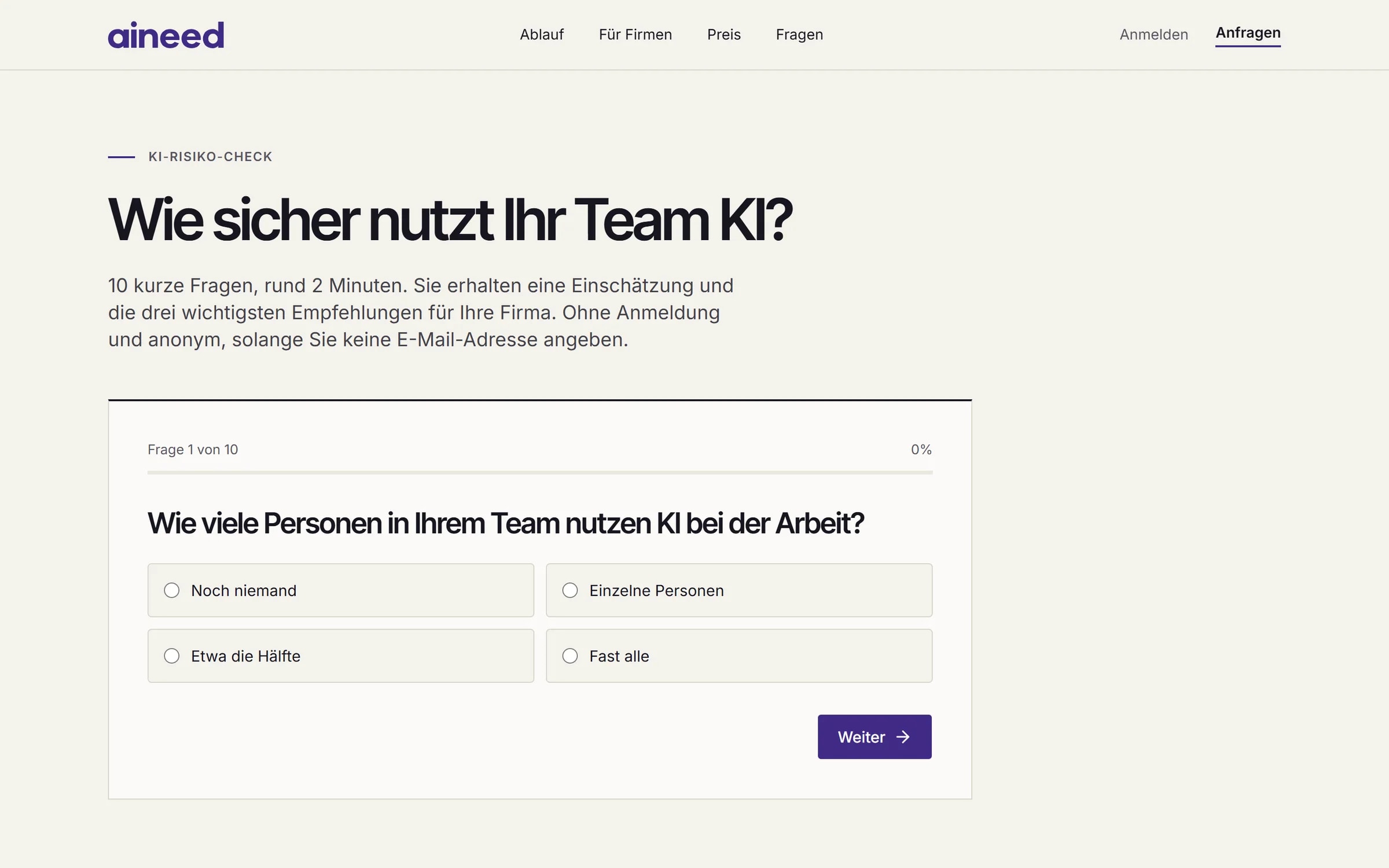 aineed.ch: KI-Risiko-Check