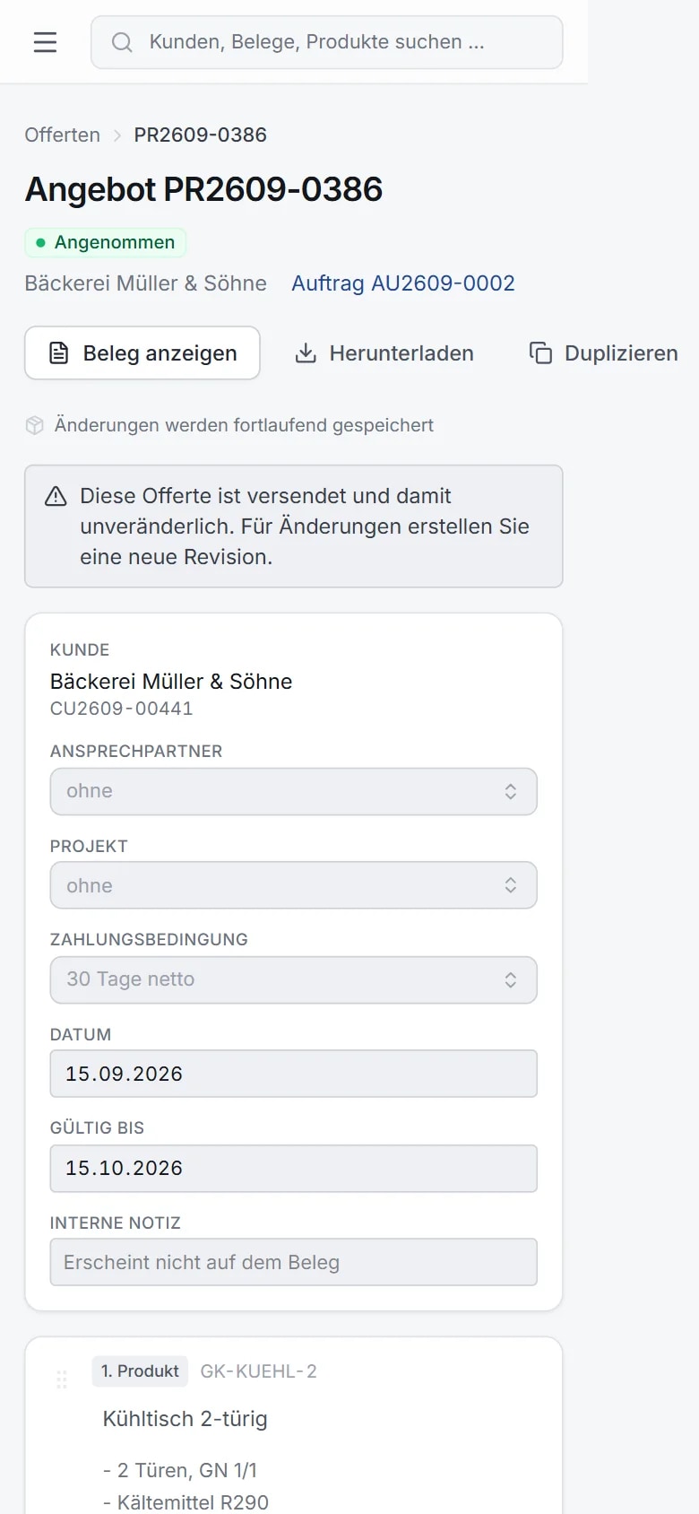 ERPX-Offerte auf dem Smartphone