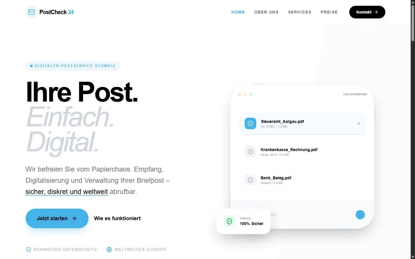 PostCheck24: Website für digitalen Postservice