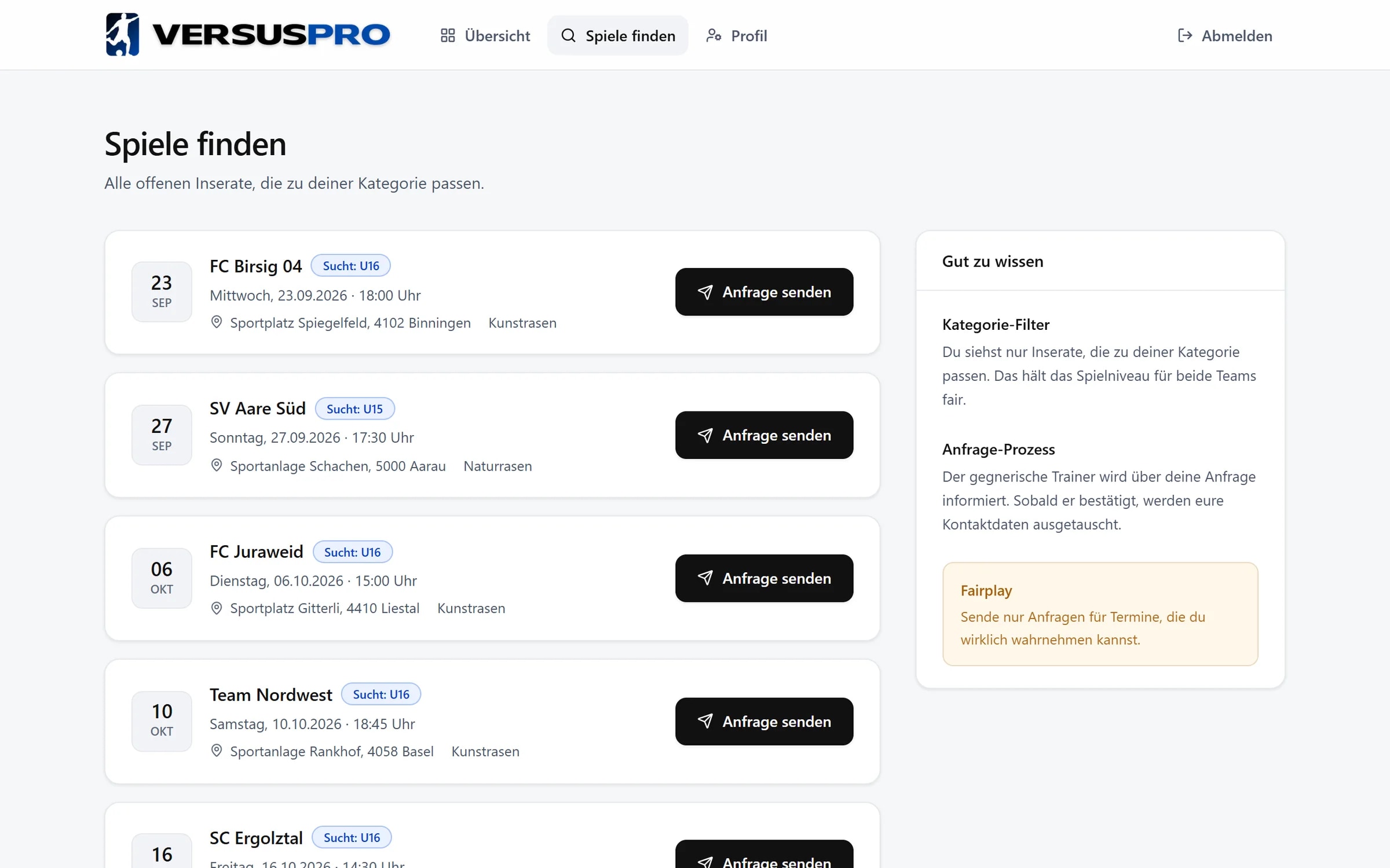 VersusPRO: Gegner finden